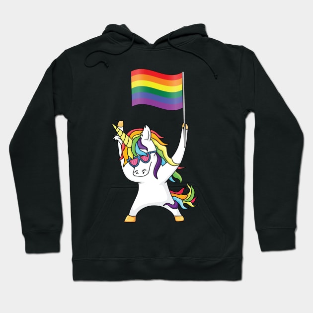 LGBT Unicorn Pride Flag Gay Lesbian Trans Rainbow Hoodie by Shirtsurf